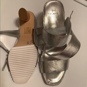Sliver women’s 8 Halston sandals.